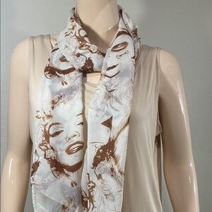 Brown and White Women's Scarf